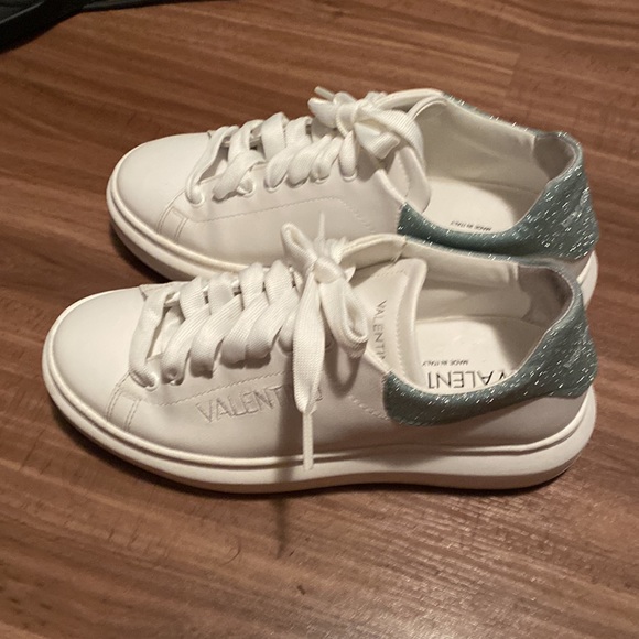 Pre-❤️ Velentino Fresia White Green Leather Shoes - Picture 3 of 14